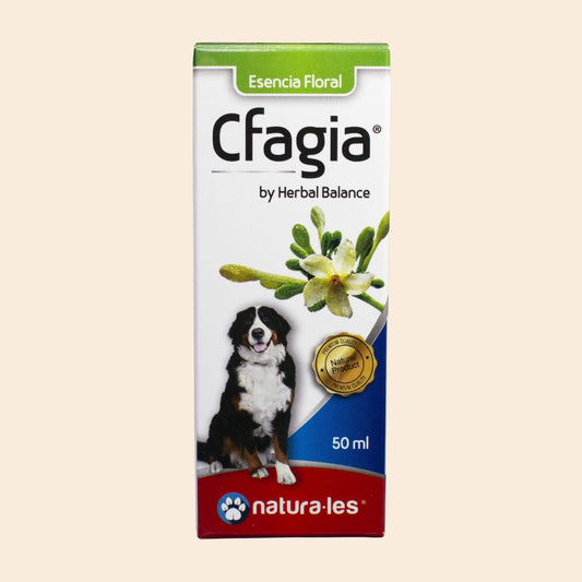 Frasco de C-FAGIA de Natura-les, Complemento en el manejo de la coprofagia producida por el estrés, desórdenes en la producción
de enzimas pancreáticas y el parasitismo.