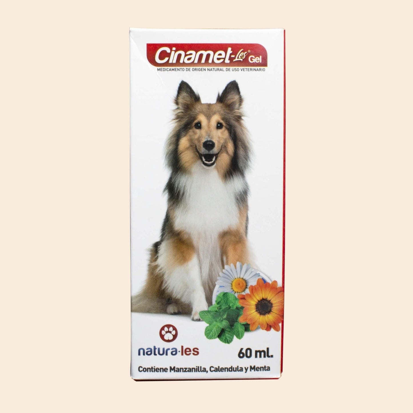 Frasco de CINAMET-LES de Natura-les, gel con canela y esencias naturales para encías, halitosis y control del sarro en animales domésticos bovinos y equinos:.