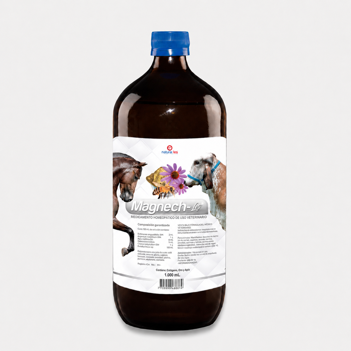 Magnech-Les solución inmunomoduladora homeopática veterinaria 1000 mL fondo blanco